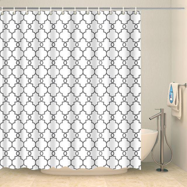 Rideau de douche à motifs quatre-feuilles blanc Rideau de douche ou de baignoire Coco-Rideaux 