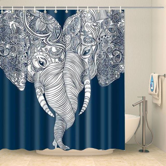 Rideau de douche couple d'éléphants Rideau de douche ou de baignoire Coco-Rideaux 