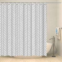 Thumbnail for Rideau de douche moderne rectangles obliques blancs Rideau de douche ou de baignoire Coco-Rideaux 