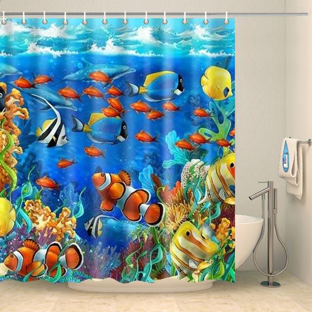 Rideau de douche poissons tropicaux Rideau de douche ou de baignoire Coco-Rideaux 