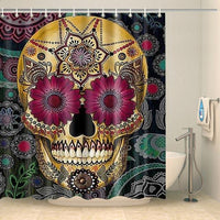 Thumbnail for Rideau de douche tête de mort mexicaine dorée Rideau de douche ou de baignoire Coco-Rideaux 