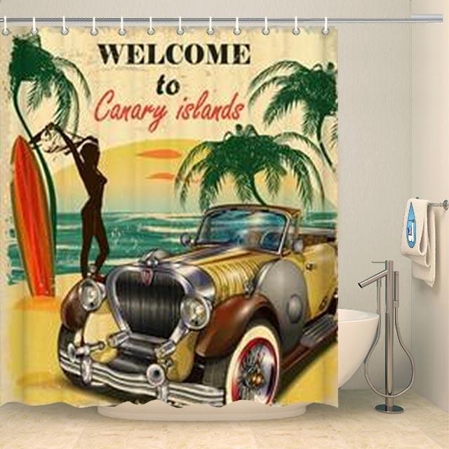 Rideau de douche vintage voitures anciennes Rideau de douche ou de baignoire Coco-Rideaux 