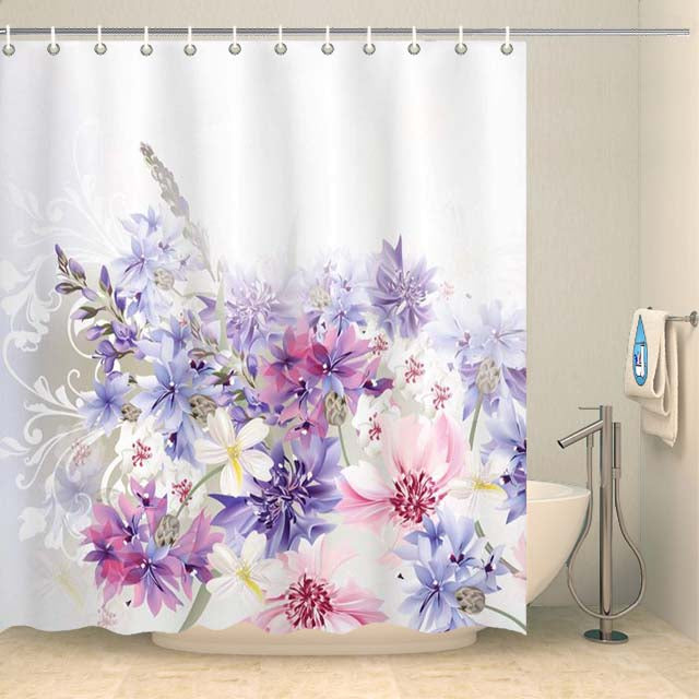 Rideau de douche à fleurs printanières Rideau de douche ou de baignoire Coco-Rideaux 