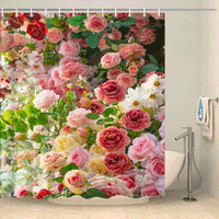 Thumbnail for Rideau de douche à fleurs roses et pivoines Rideau de douche ou de baignoire Coco-Rideaux 