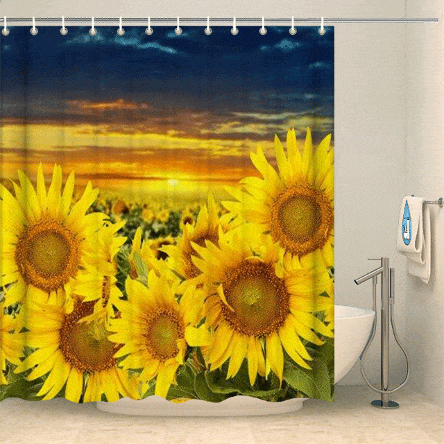 Rideau de douche à fleurs tournesols Rideau de douche ou de baignoire Coco-Rideaux 