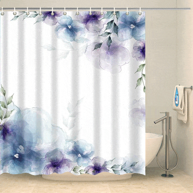 Rideau de douche à fleurs violettes Rideau de douche ou de baignoire Coco-Rideaux 