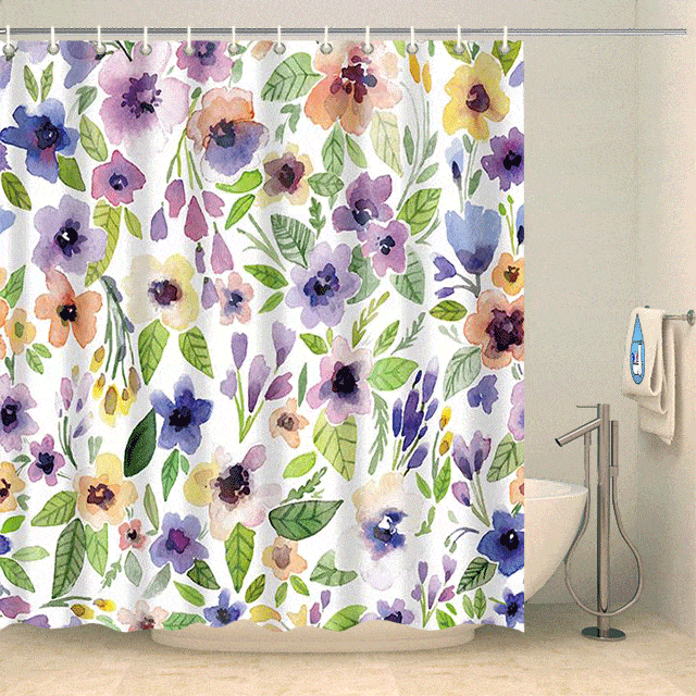 Rideau de douche à fleurs violettes Rideau de douche ou de baignoire Coco-Rideaux 