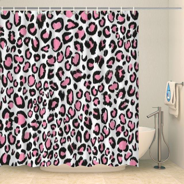 Rideau de douche à motif léopard noir et rose Rideau de douche ou de baignoire Coco-Rideaux 