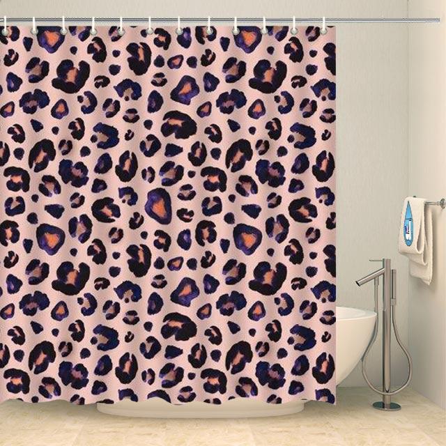 Rideau de douche à motif léopard rose-orangé Rideau de douche ou de baignoire Coco-Rideaux 