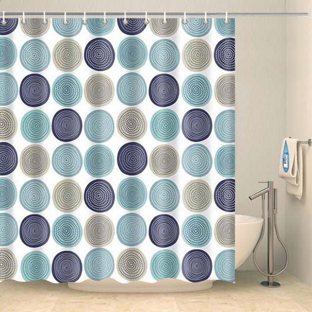 Rideau de douche à motifs arrondis bleutés Rideau de douche ou de baignoire Coco-Rideaux 