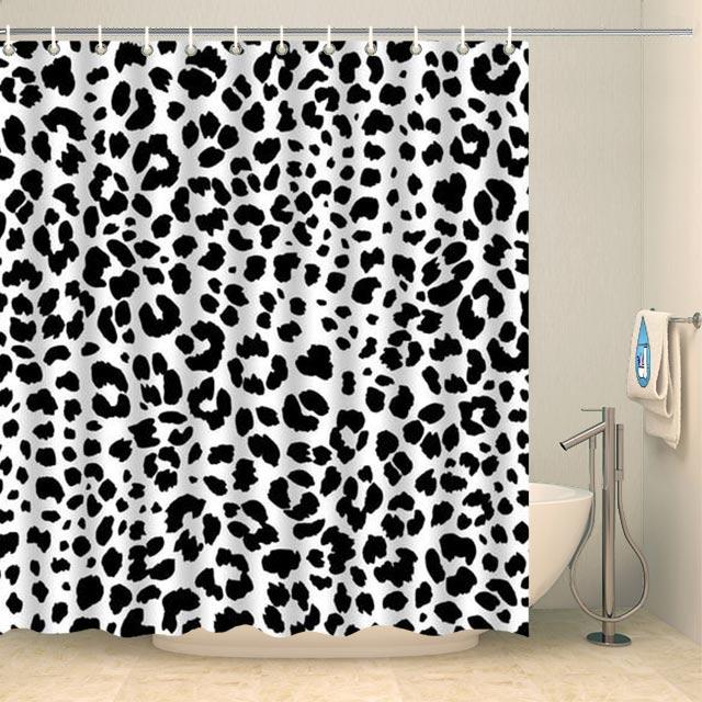 Rideau de douche à motifs léopard noir et blanc Rideau de douche ou de baignoire Coco-Rideaux 