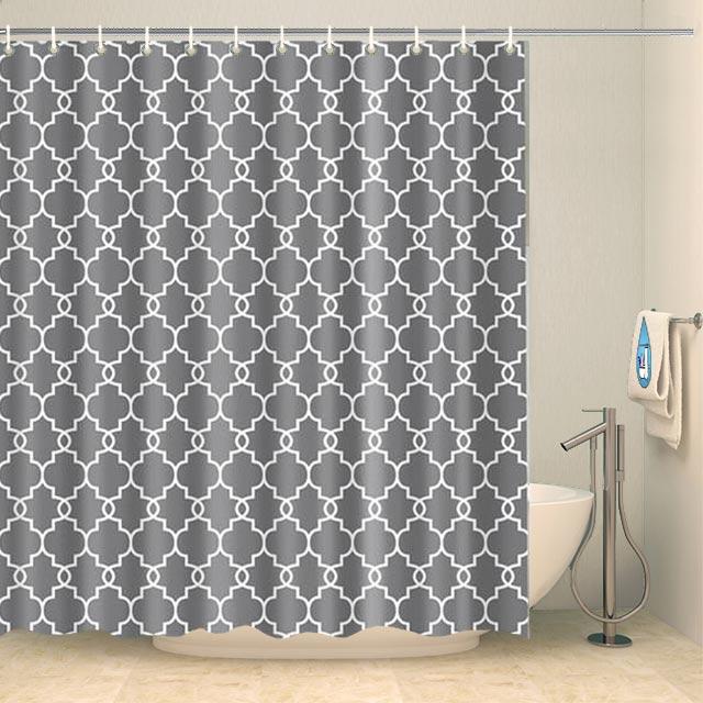 Rideau de douche à motifs quatre-feuille gris Rideau de douche ou de baignoire Coco-Rideaux 
