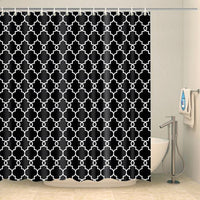 Thumbnail for Rideau de douche à motifs quatre-feuilles noir Rideau de douche ou de baignoire Coco-Rideaux 