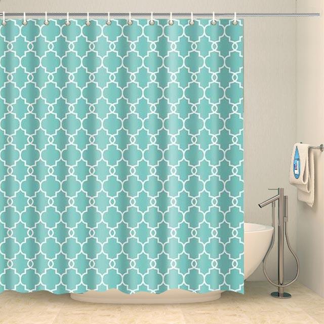 Rideau de douche à motifs quatre-feuilles turquoise Rideau de douche ou de baignoire Coco-Rideaux 