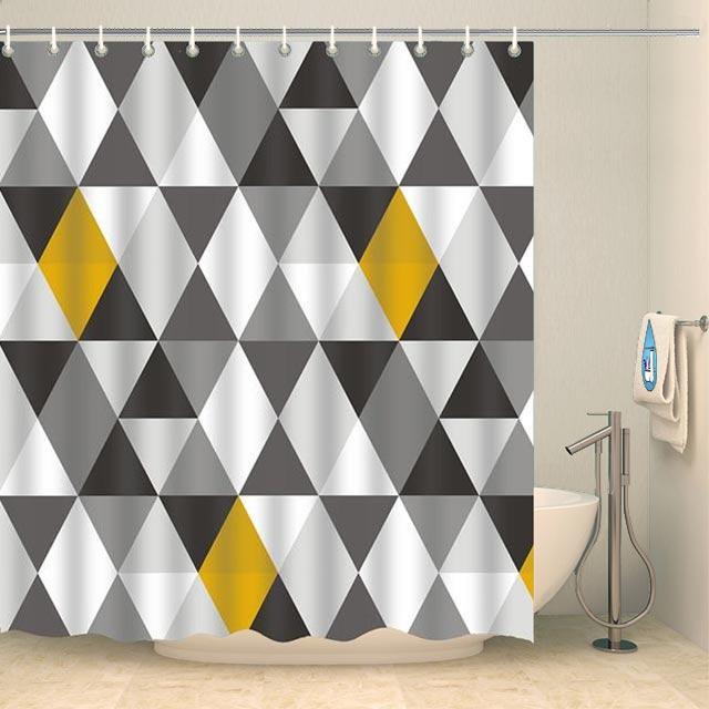 Rideau de douche à triangles jaunes Rideau de douche ou de baignoire Coco-Rideaux 
