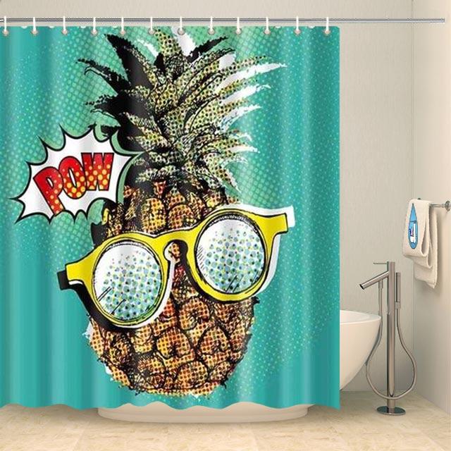 Rideau de douche ananas à lunettes Rideau de douche ou de baignoire Coco-Rideaux 