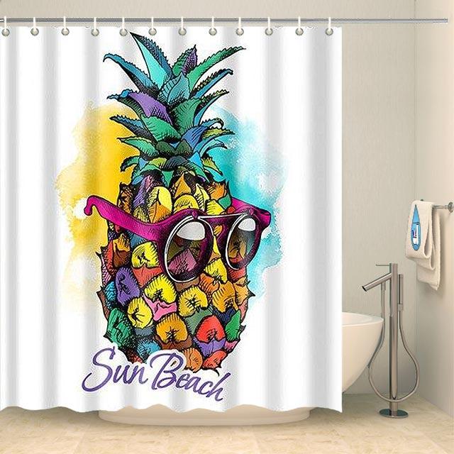 Rideau de douche ananas drôle à lunettes Rideau de douche ou de baignoire Coco-Rideaux 