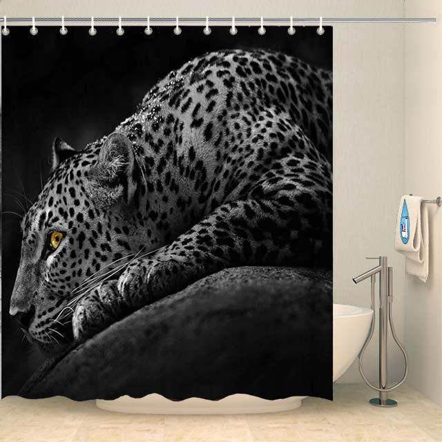 Rideau de douche animal léopard chasseur Rideau de douche Coco-Rideaux 