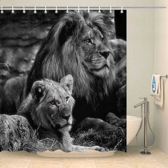 Rideau de douche animal lion et lionne Rideau de douche Coco-Rideaux 