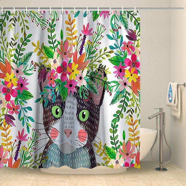 Rideau de douche artistique chat Rideau de douche ou de baignoire Coco-Rideaux 