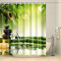 Thumbnail for Rideau de douche bambou zen et bougie flottante Rideau de douche ou de baignoire Coco-Rideaux 