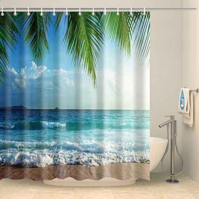 Rideau de douche bord de mer tropical Rideau de douche ou de baignoire Coco-Rideaux 