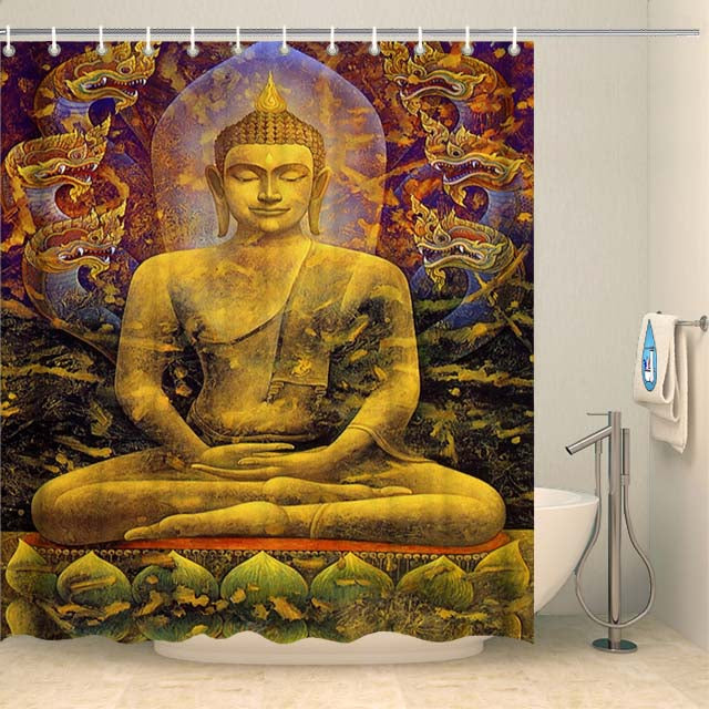 Rideau de douche Bouddha doré Rideau de douche ou de baignoire Coco-Rideaux 