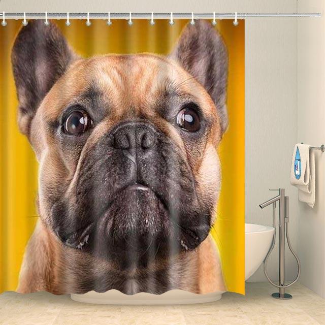 Rideau de douche bouledogue craquant Rideau de douche ou de baignoire Coco-Rideaux 