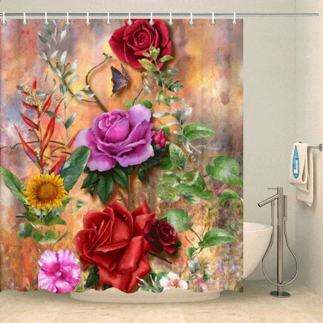 Rideau de douche bouquet de fleurs Rideau de douche ou de baignoire Coco-Rideaux 