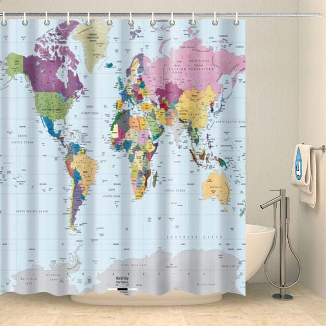 Rideau de douche carte du monde Rideau de douche ou de baignoire Coco-Rideaux 