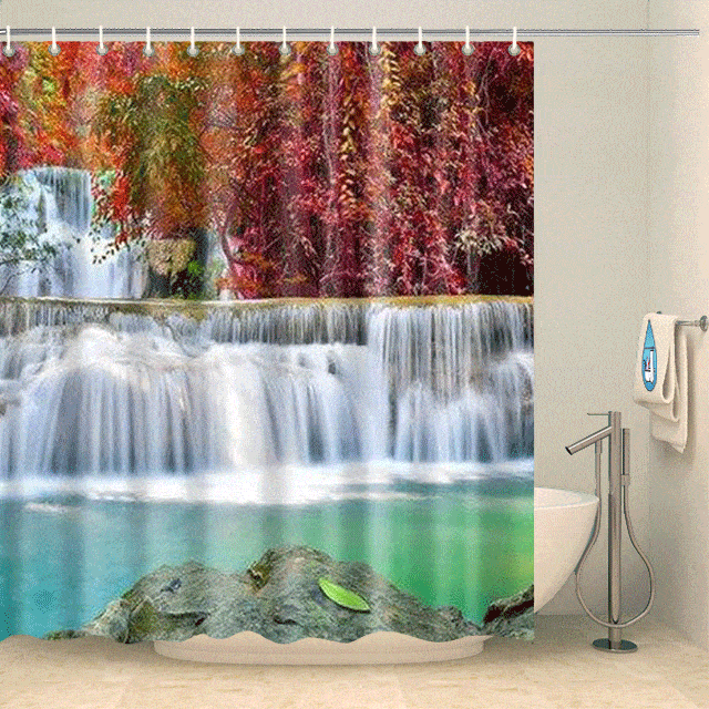 Rideau de douche cascade d'automne Rideau de douche ou de baignoire Coco-Rideaux 