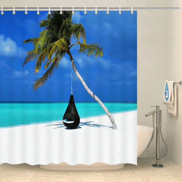 Rideau de douche chaise suspendue sous les tropiques Rideau de douche ou de baignoire Coco-Rideaux 