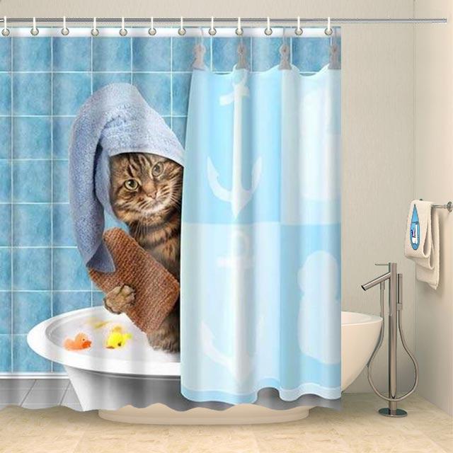 Rideau de douche chat dans le bain Rideau de douche ou de baignoire Coco-Rideaux 
