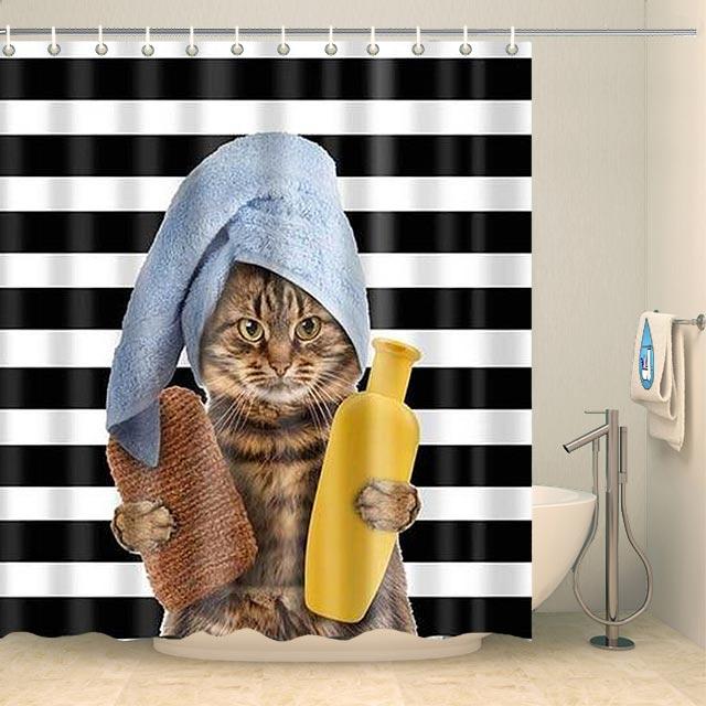 Rideau de douche chat tout propre Rideau de douche ou de baignoire Coco-Rideaux 