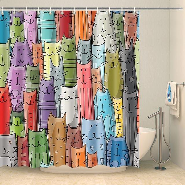 Rideau de douche chats souriants Rideau de douche ou de baignoire Coco-Rideaux 