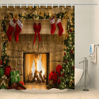 Thumbnail for Rideau de douche cheminée de Noël Rideau de douche ou de baignoire Coco-Rideaux 