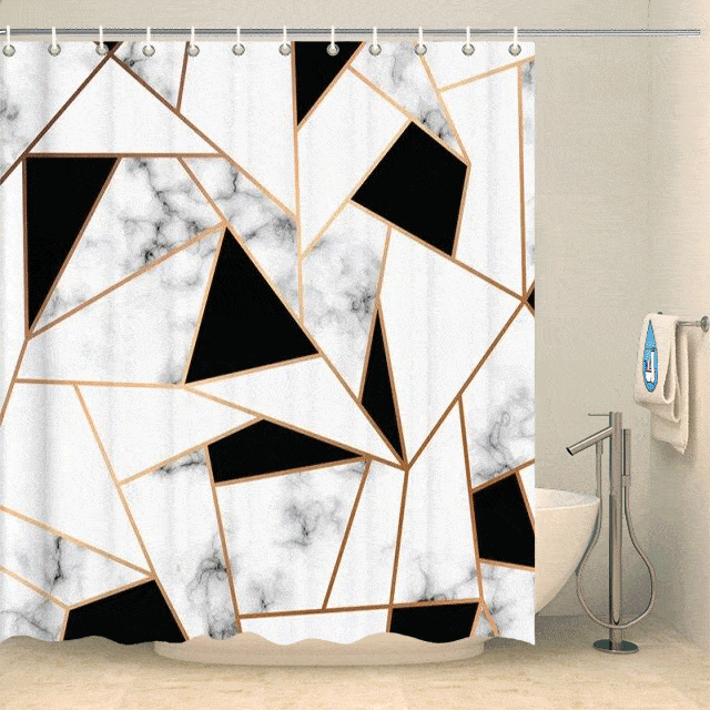 Rideau de douche chic triangles marbre Rideau de douche ou de baignoire Coco-Rideaux 