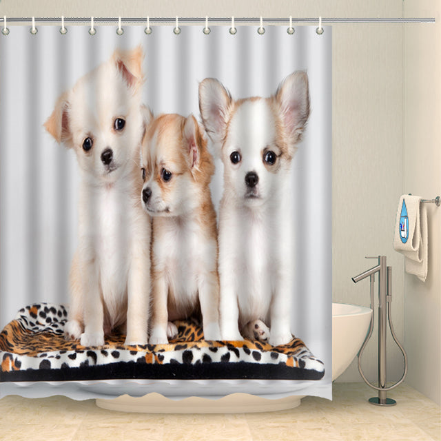 Rideau de douche chihuahuas craquants Rideau de douche ou de baignoire Coco-Rideaux 