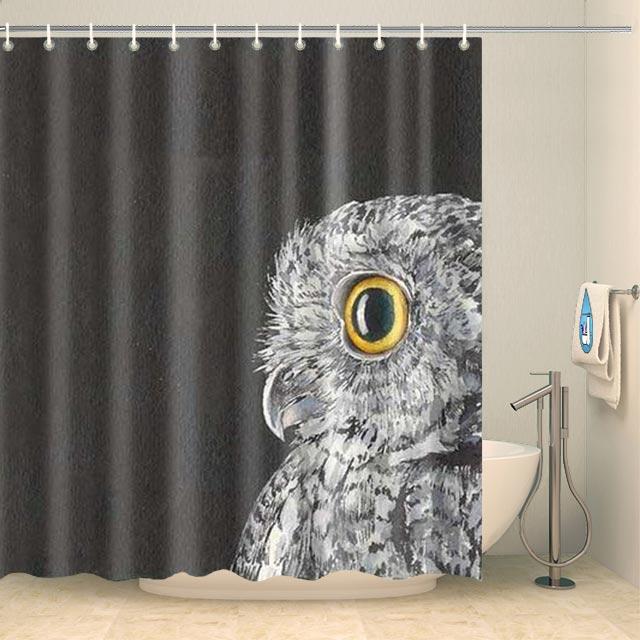 Rideau de douche chouette aux grands yeux jaunes Rideau de douche ou de baignoire Coco-Rideaux 