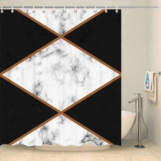 Rideau de douche classe triangles marbre Rideau de douche ou de baignoire Coco-Rideaux 