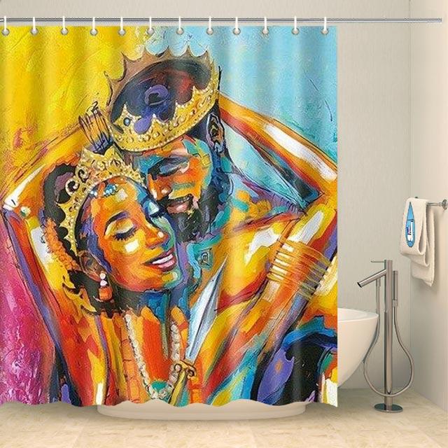 Rideau de douche couple heureux pop-art Rideau de douche ou de baignoire Coco-Rideaux 