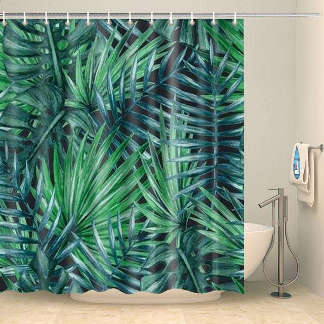 Rideau de douche dense végétation tropicale Rideau de douche ou de baignoire Coco-Rideaux 