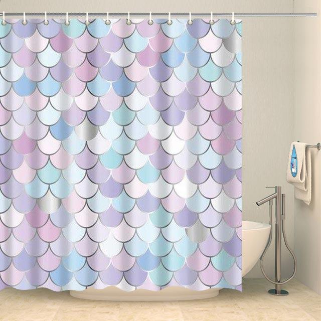 Rideau de douche design à écailles multicolores Rideau de douche ou de baignoire Coco-Rideaux 