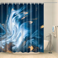 Thumbnail for Rideau de douche design abstrait bleu et blanc Rideau de douche ou de baignoire Coco-Rideaux 