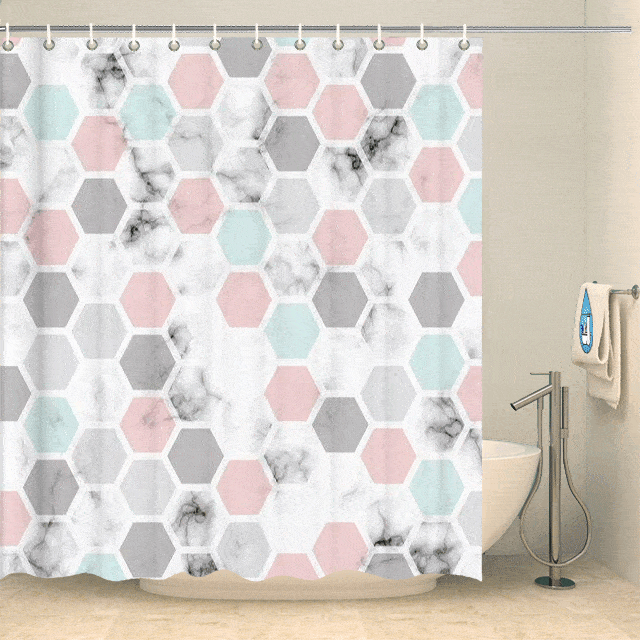 Rideau de douche design alvéoles marbrées Rideau de douche ou de baignoire Coco-Rideaux 