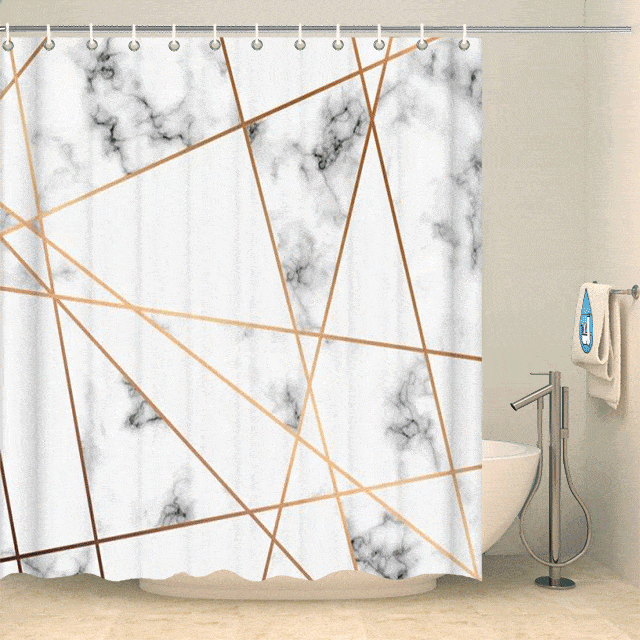 Rideau de douche design marbre doré Rideau de douche ou de baignoire Coco-Rideaux 