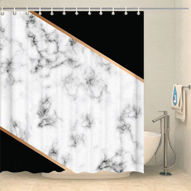 Rideau de douche design marbre et noir Rideau de douche ou de baignoire Coco-Rideaux 