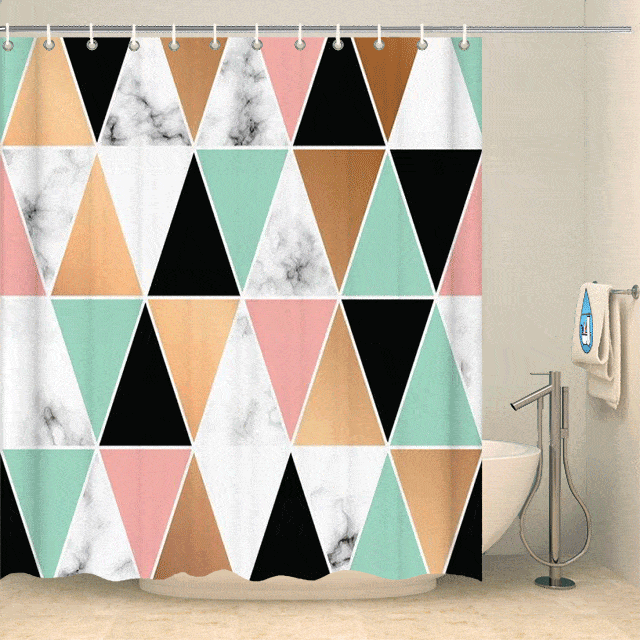 Rideau de douche design marbre et triangles Rideau de douche ou de baignoire Coco-Rideaux 