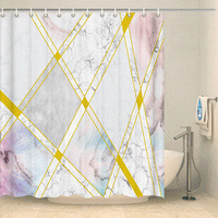 Thumbnail for Rideau de douche design marbré rose et bleu doré Rideau de douche ou de baignoire Coco-Rideaux 