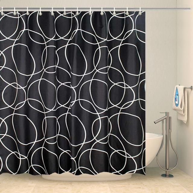 Rideau de douche design noir et blanc Rideau de douche ou de baignoire Coco-Rideaux 